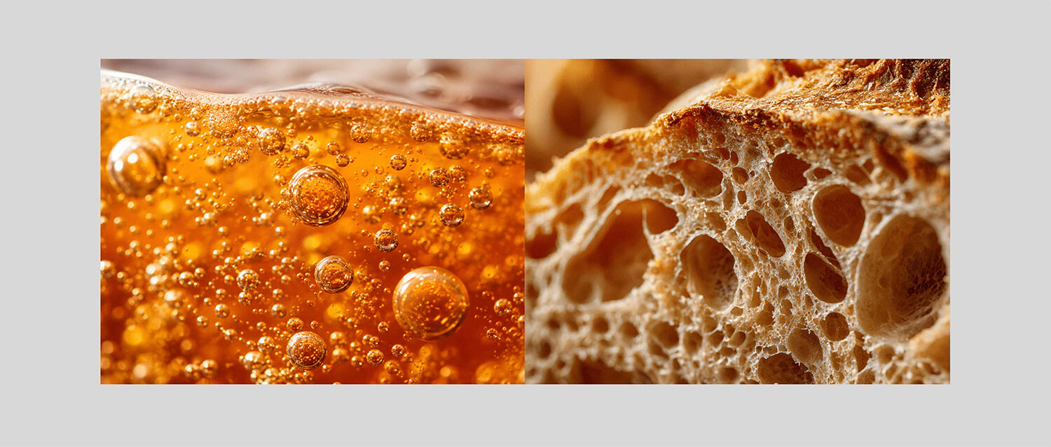Inspiration visuelle : bulles formées pendant la fermentation.
